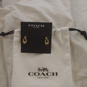 Coach gold earrings with rhinetones